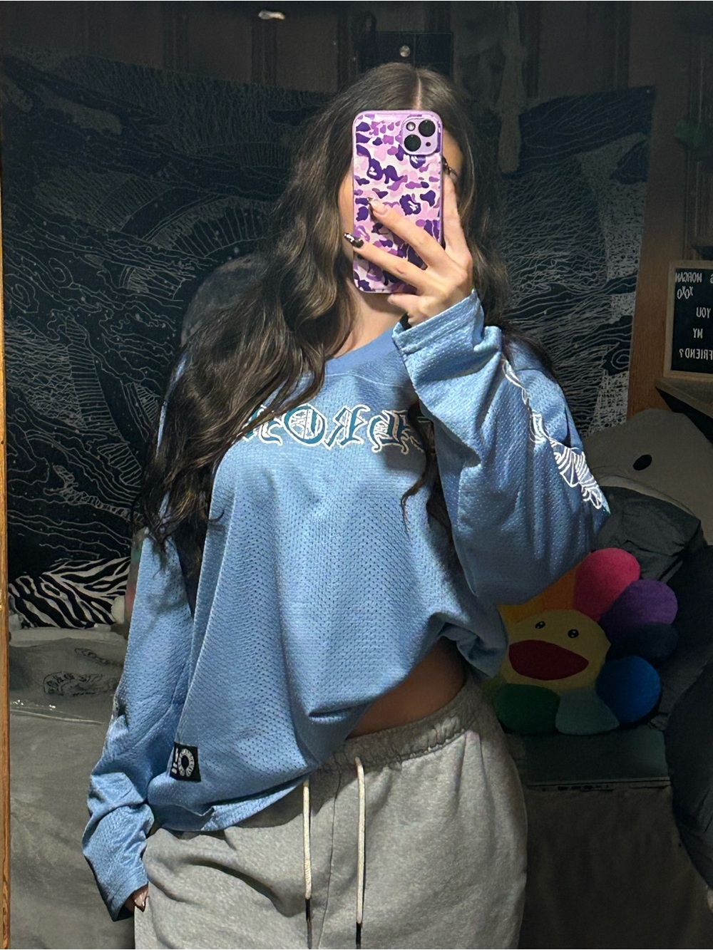 Chrome Hearts Light Blue Graphic Long Sleeve Top